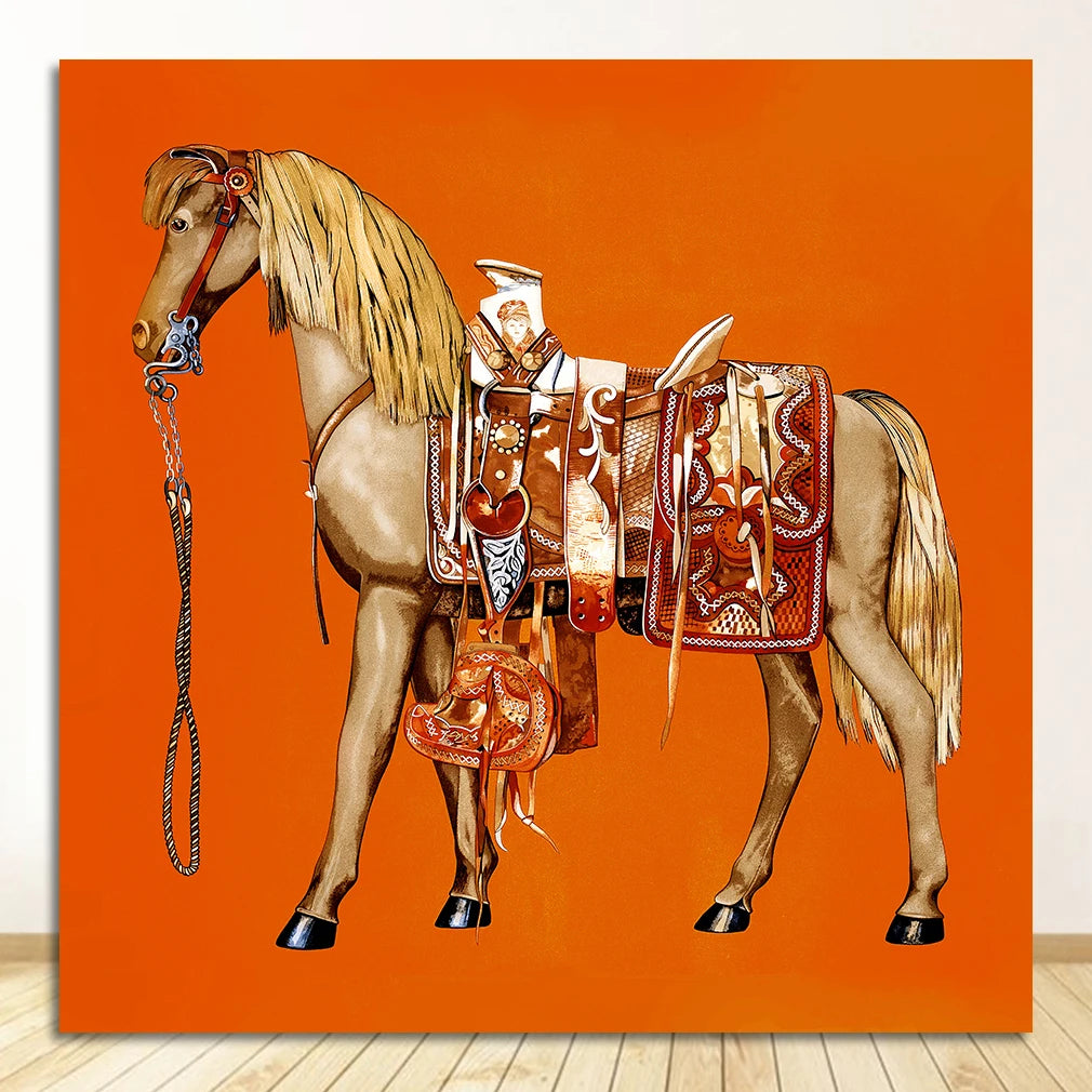 Painting Abstract Horse Canvas Poster Print Luxury Wall Pictures for Living Room Modern Home Decor Saudi Classic Animal Wall Art