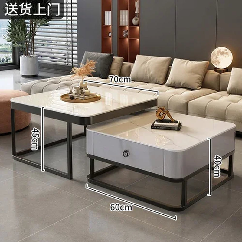Clear Coffee Table Living Room Luxury White Glass Nordic Side Table Modern Minimalist Low Mesa Furniture for Home