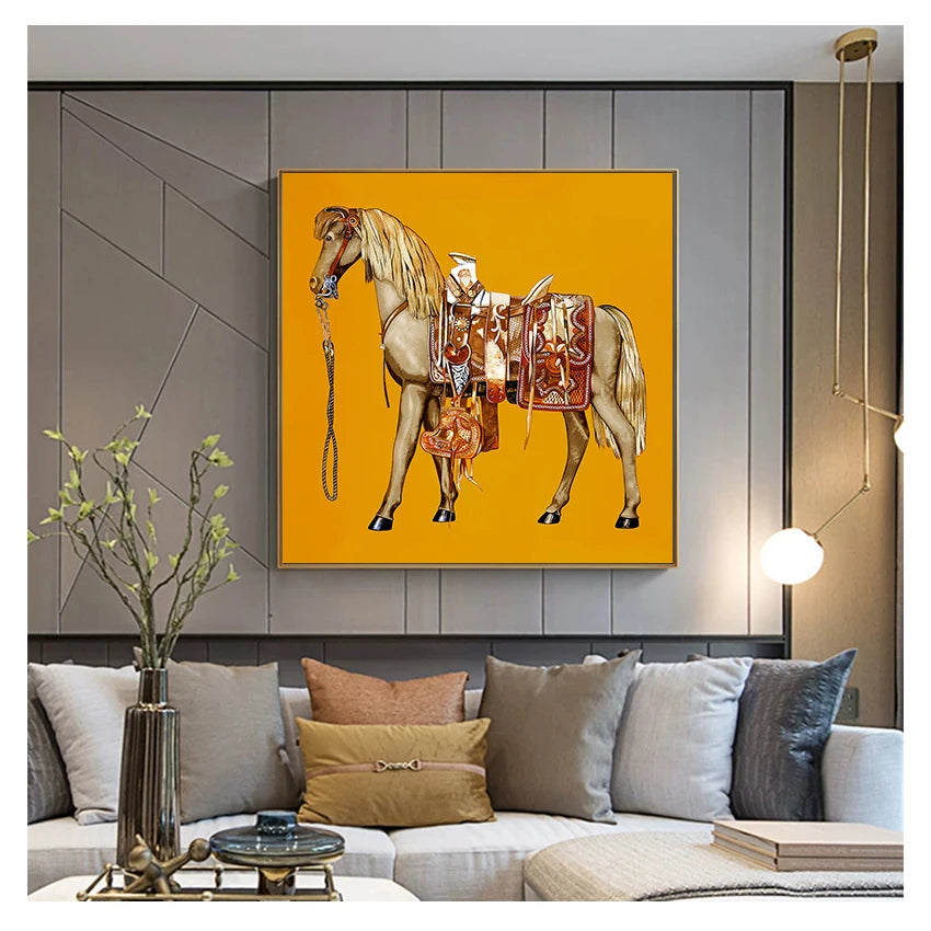 Painting Abstract Horse Canvas Poster Print Luxury Wall Pictures for Living Room Modern Home Decor Saudi Classic Animal Wall Art