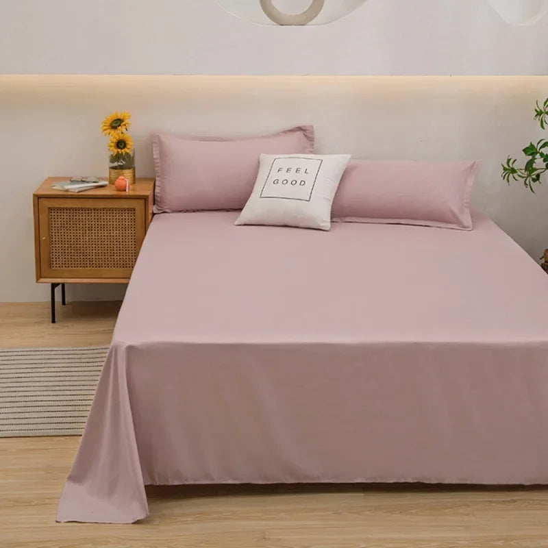 Simple Student Dormitory 2024 Ins Solid Color Bed Sheet Washed Cotton Single Product Quilt Three Piece Set Single and Double