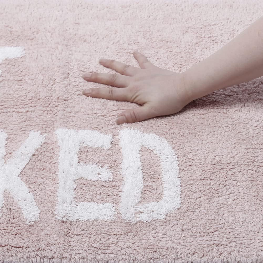 Cute Pink Bathroom Rugs Decor Funny Get Naked Bath Mat Machine Washable Bath Mats for Shower Bedroom Floor, Non-Slip Soft Absorbent Bathroom Accessories Rugs,20X32 (Pink)