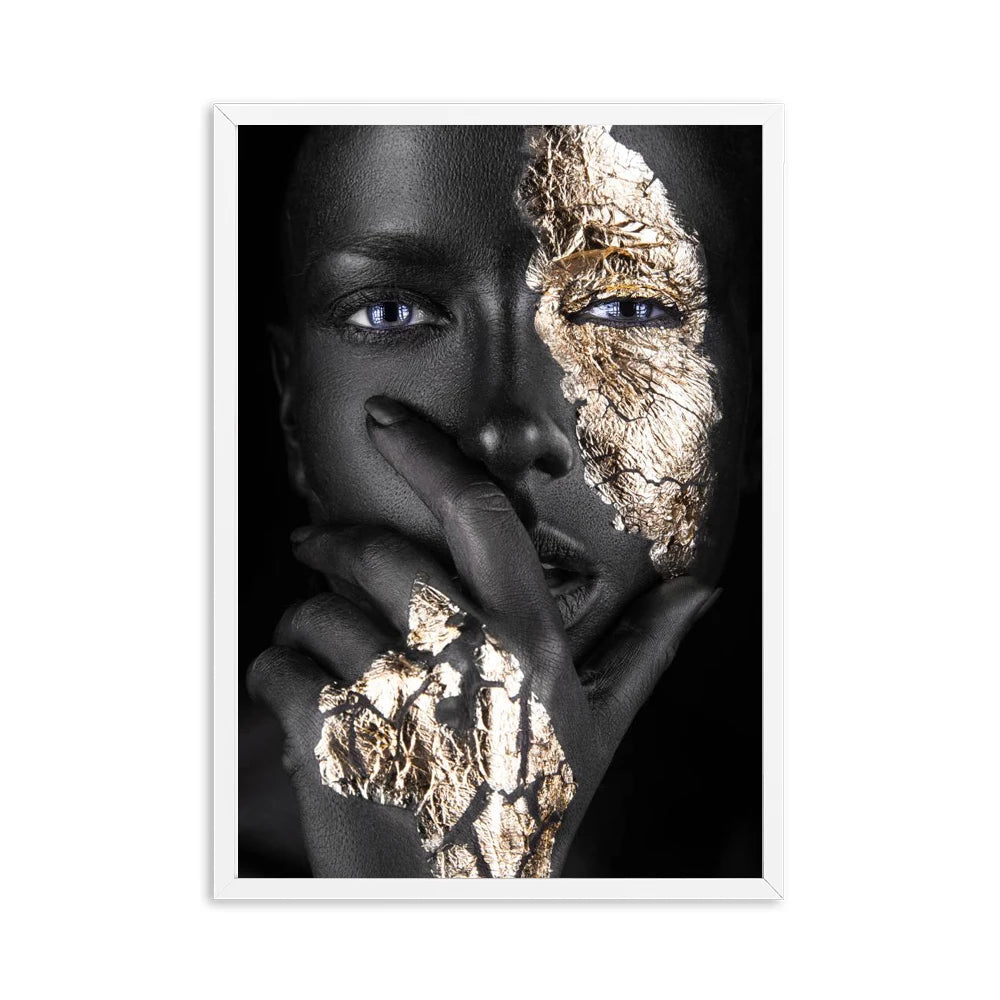 Black Gold Silver Nude African Art Woman Painting on Canvas Cuadros Posters and Prints Scandinavian Wall Picture for Living Room