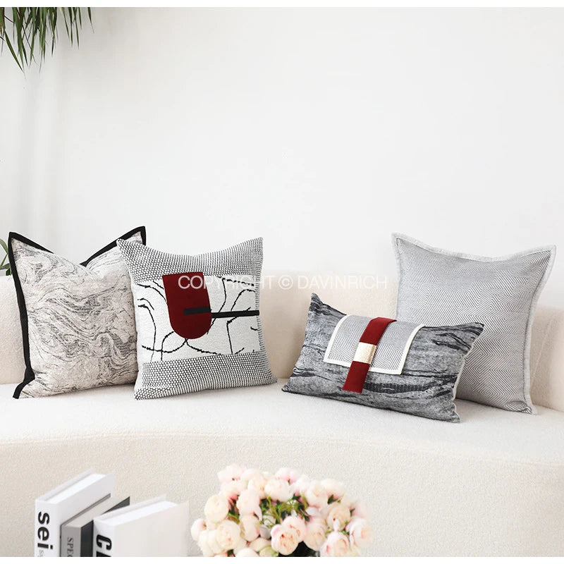 Luxury Accents Tweed Lumbar Buckle Decorative Throw Pillow Case Modern Upholstery Trends Cushion Cover for Hotel Villa