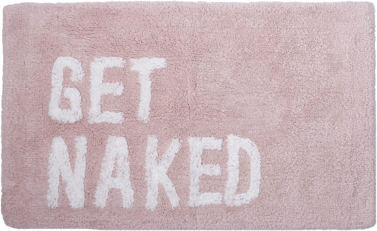 Cute Pink Bathroom Rugs Decor Funny Get Naked Bath Mat Machine Washable Bath Mats for Shower Bedroom Floor, Non-Slip Soft Absorbent Bathroom Accessories Rugs,20X32 (Pink)