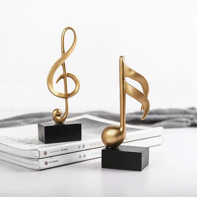 Golden Note Modeling Resin Figurines Decorative Art Figurines Light Luxury Crafts Living Room Wine Cabinet Desk Decor Home Decor
