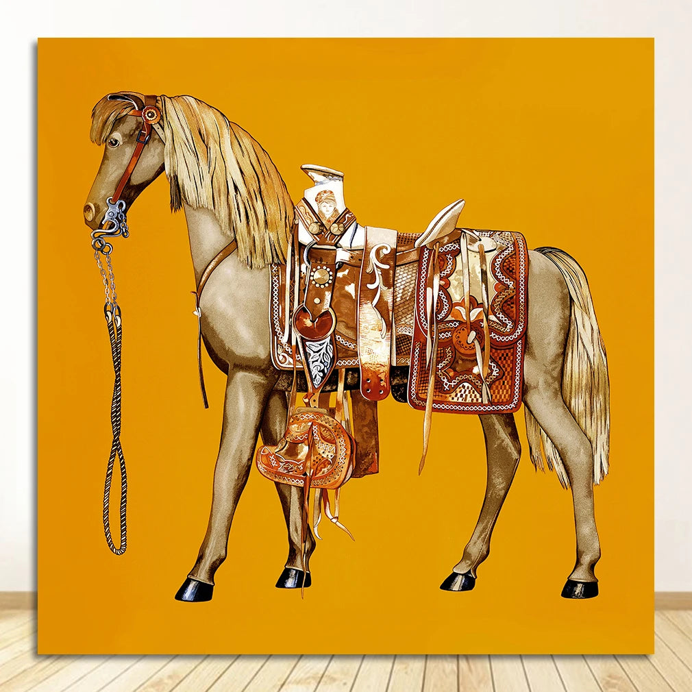 Painting Abstract Horse Canvas Poster Print Luxury Wall Pictures for Living Room Modern Home Decor Saudi Classic Animal Wall Art