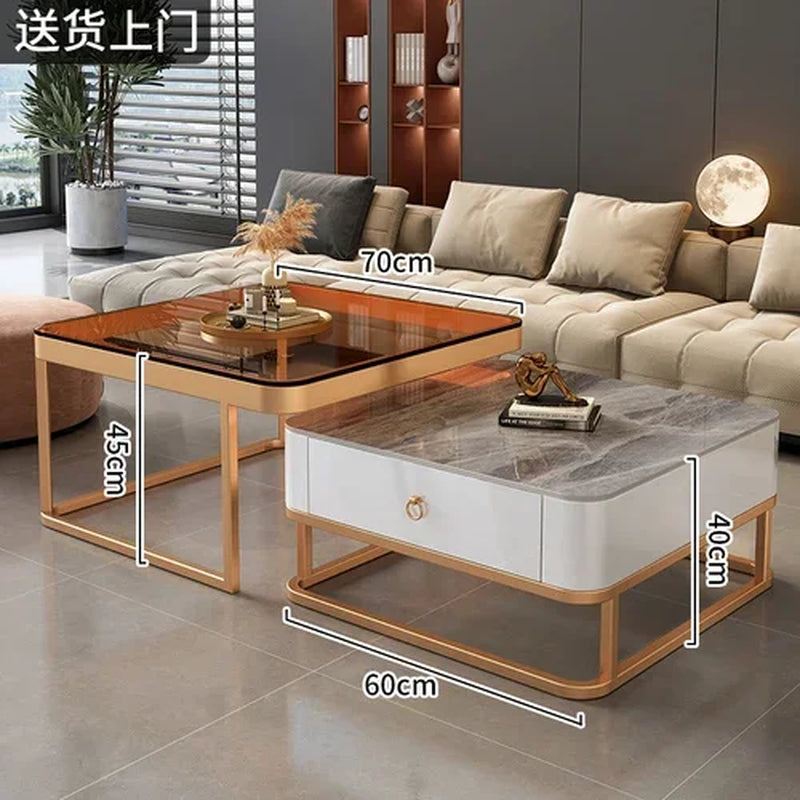 Clear Coffee Table Living Room Luxury White Glass Nordic Side Table Modern Minimalist Low Mesa Furniture for Home