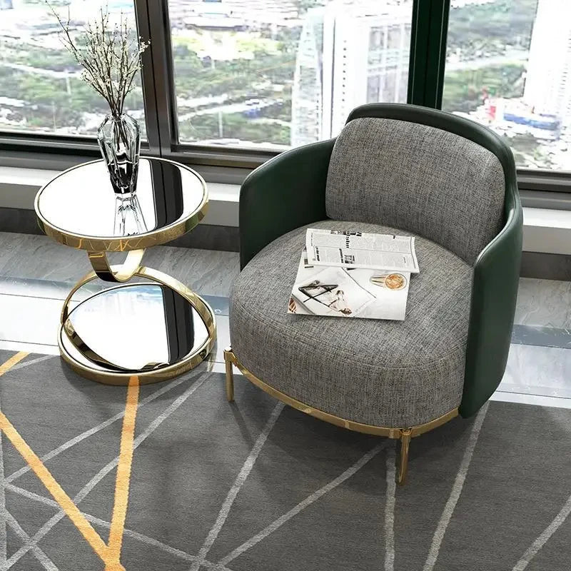 Light Luxury Tempered Glass Double Corner Table Living Room Sofa Side round Table Postmodern Balcony Coffee Table GN741TB