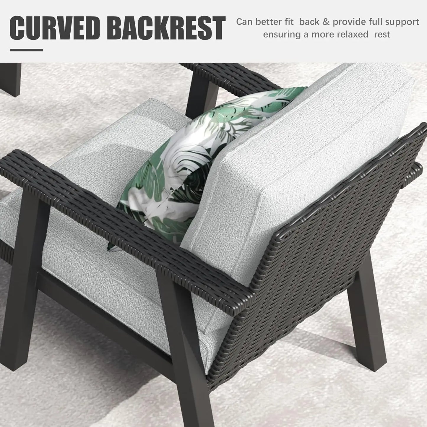 Modern Aluminum Patio Furniture Set,Outdoor Wicker Rattan Conversation Set Sofa Seating Set for Deck, Poolside, Porch