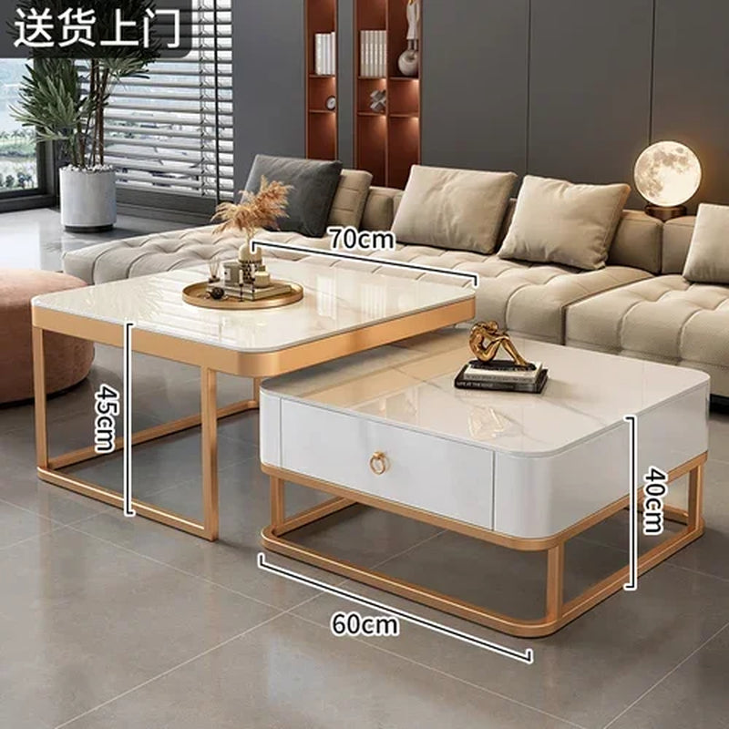 Clear Coffee Table Living Room Luxury White Glass Nordic Side Table Modern Minimalist Low Mesa Furniture for Home