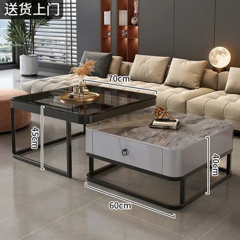 Clear Coffee Table Living Room Luxury White Glass Nordic Side Table Modern Minimalist Low Mesa Furniture for Home