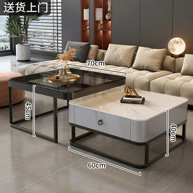 Clear Coffee Table Living Room Luxury White Glass Nordic Side Table Modern Minimalist Low Mesa Furniture for Home