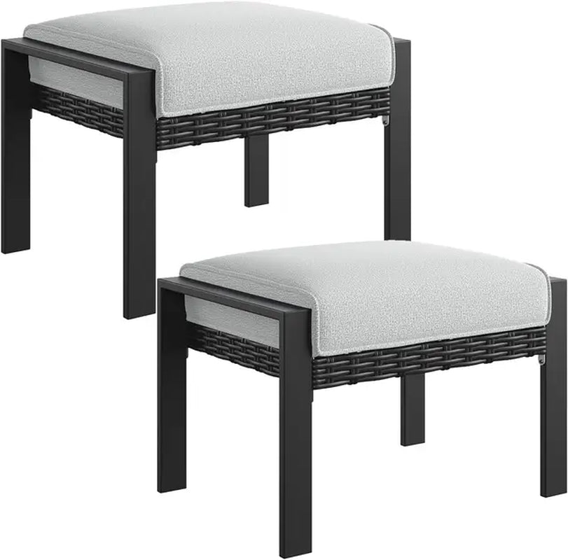 Modern Aluminum Patio Furniture Set,Outdoor Wicker Rattan Conversation Set Sofa Seating Set for Deck, Poolside, Porch
