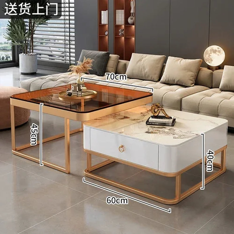 Clear Coffee Table Living Room Luxury White Glass Nordic Side Table Modern Minimalist Low Mesa Furniture for Home