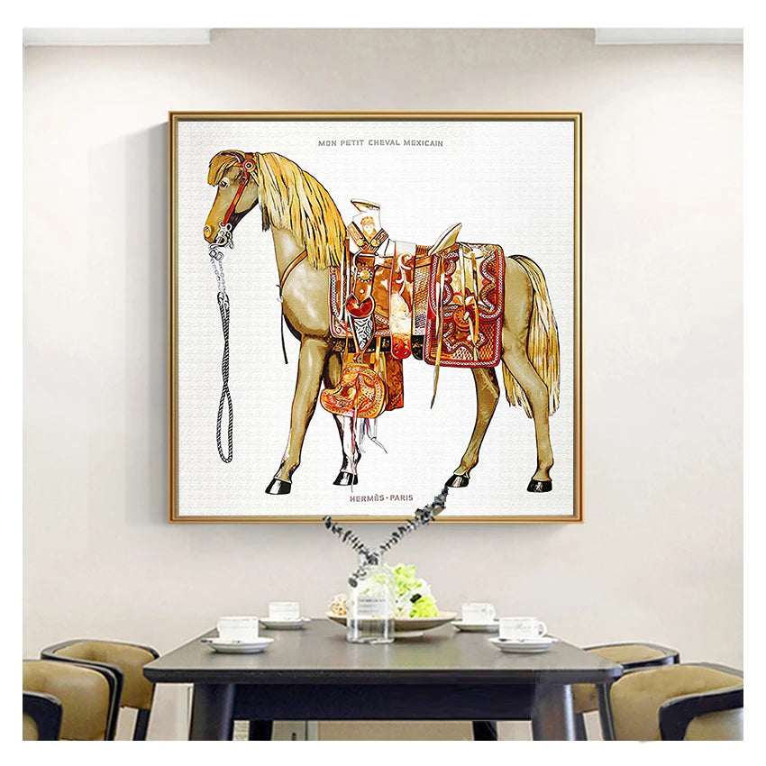 Painting Abstract Horse Canvas Poster Print Luxury Wall Pictures for Living Room Modern Home Decor Saudi Classic Animal Wall Art