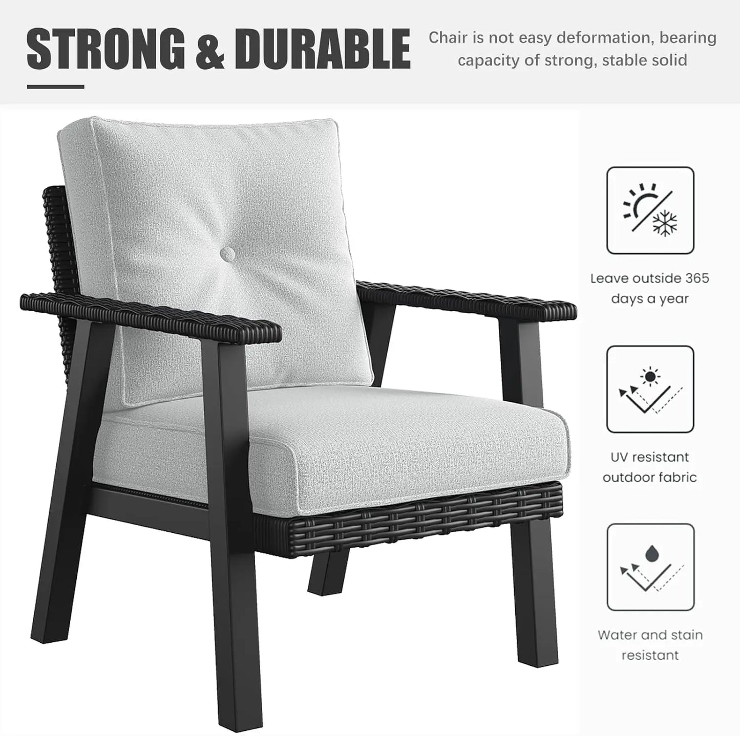 Modern Aluminum Patio Furniture Set,Outdoor Wicker Rattan Conversation Set Sofa Seating Set for Deck, Poolside, Porch
