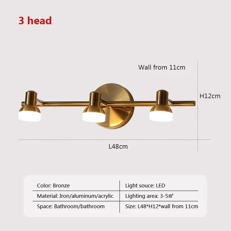 Waterproof LED Wall Lamp Multi-Head Bathroom Light Rotating Led Wall Lamps Dressing Table Lingt Home Indoor Lighting Fixtures
