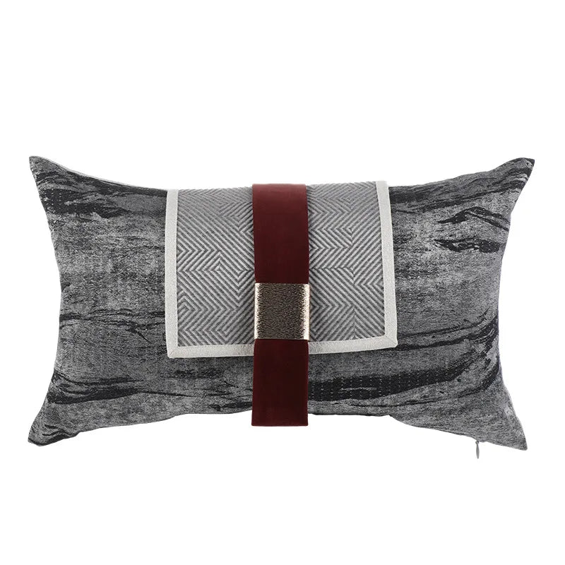Luxury Accents Tweed Lumbar Buckle Decorative Throw Pillow Case Modern Upholstery Trends Cushion Cover for Hotel Villa