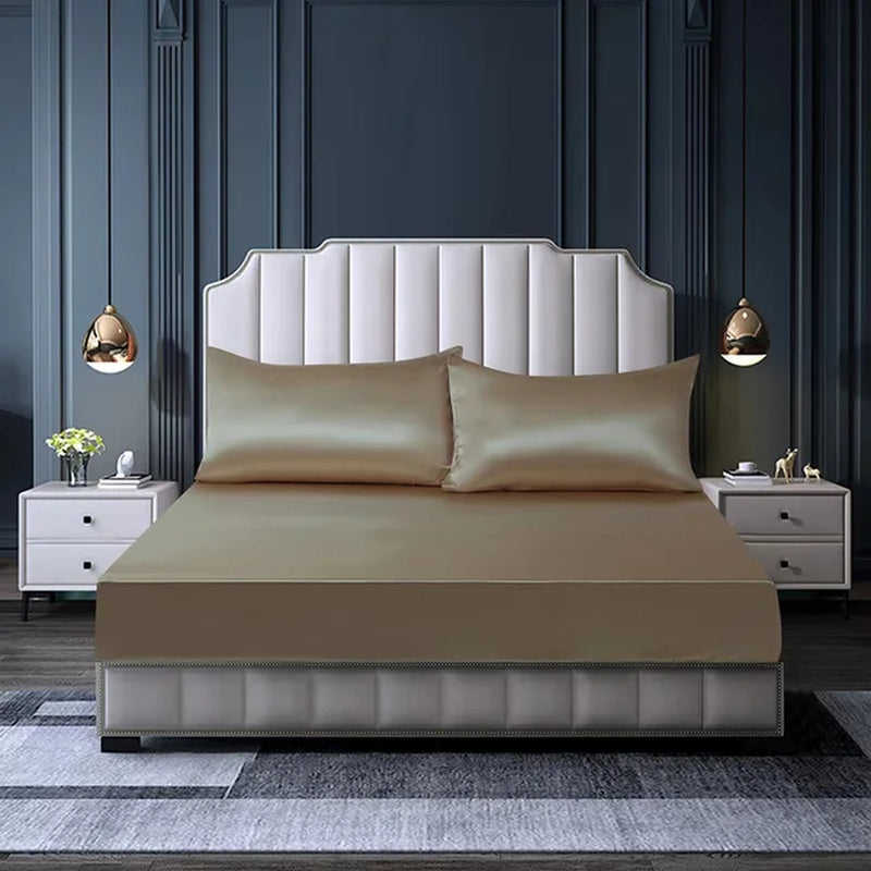 2/3 Pc Bed Sheets Set, Cool, Silky and Breathable, with Deep Pockets, as a Gift for Her or Him (1 Fitted Bed Sheet+2 Pillowcases, Coreless)