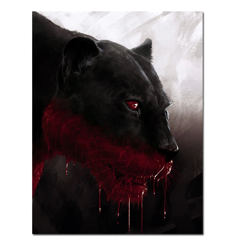 Hunting Black Golden Panther Luxury Canvas Painting Animal Posters and Print Wall Art Pictures for Living Room Home Decor