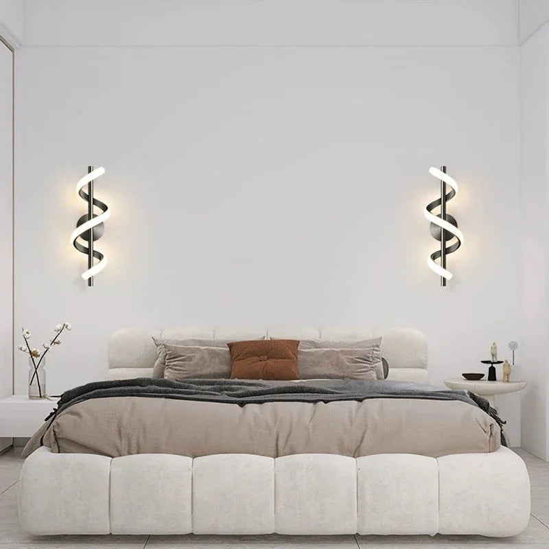 LED Wall Lamp Luxury Black White Gold Wall Decorative Lights for Bedroom Bedside Living Room Corridor Stairs Home Indoor Sconces