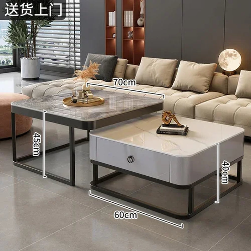 Clear Coffee Table Living Room Luxury White Glass Nordic Side Table Modern Minimalist Low Mesa Furniture for Home