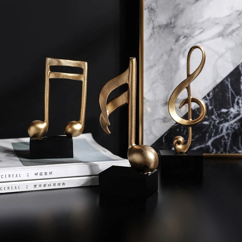 Golden Note Modeling Resin Figurines Decorative Art Figurines Light Luxury Crafts Living Room Wine Cabinet Desk Decor Home Decor