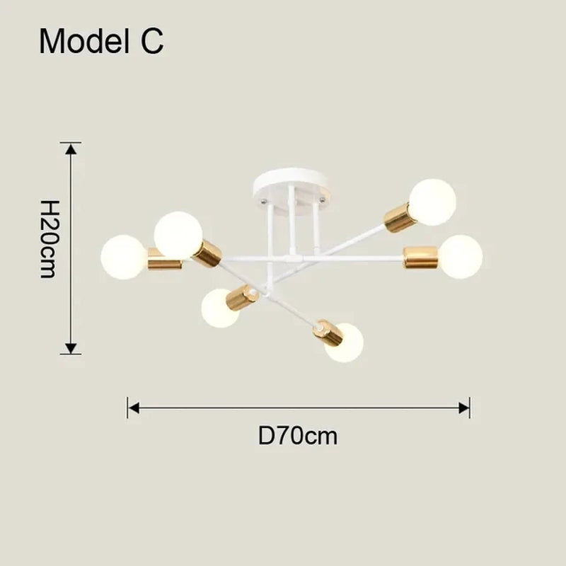 Nordic Minimalist Pendant Light Ceiling Lamp LED Chandelier Suitable for Bedrooms Living Rooms Black Gold Lighting Decoration