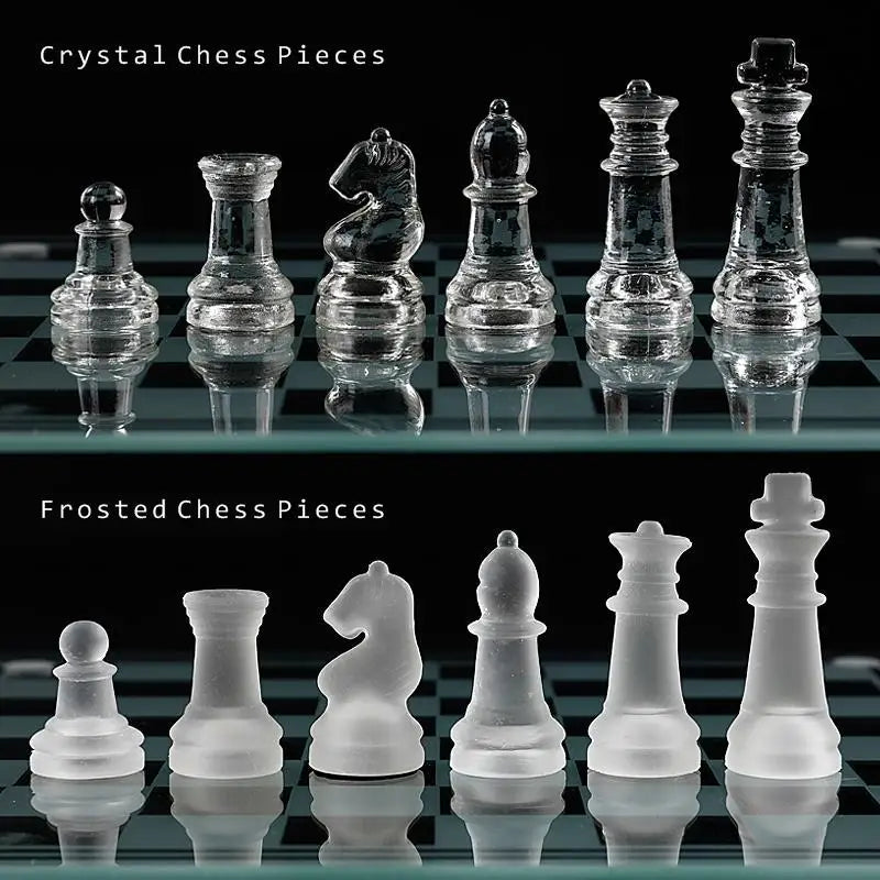 Craft Crystal Glass Luxury Chess Set Acrylic Chess Board Anti-Broken Elegant Glass Chess Pieces Board Game Family Chess Game Set
