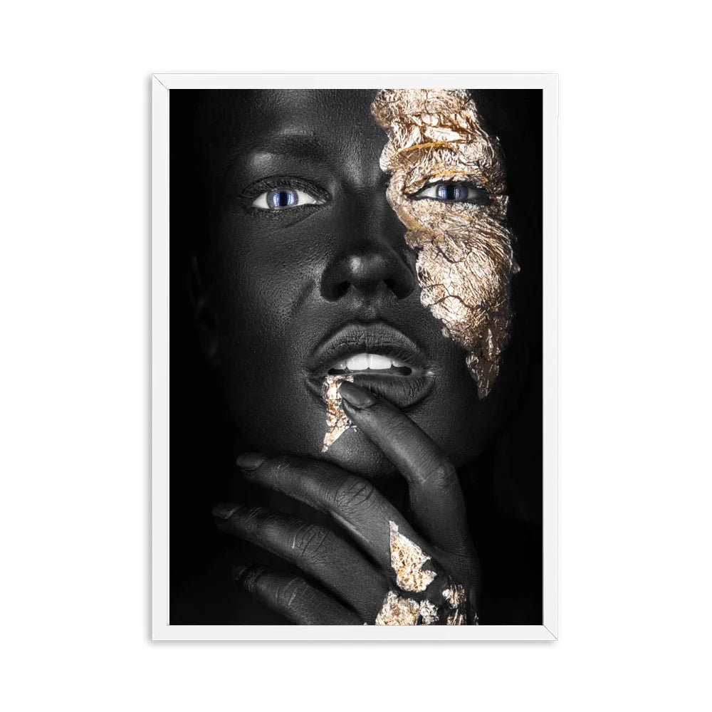Black Gold Silver Nude African Art Woman Painting on Canvas Cuadros Posters and Prints Scandinavian Wall Picture for Living Room
