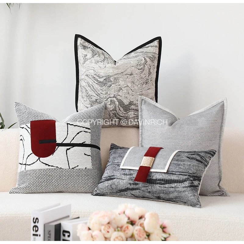 Luxury Accents Tweed Lumbar Buckle Decorative Throw Pillow Case Modern Upholstery Trends Cushion Cover for Hotel Villa