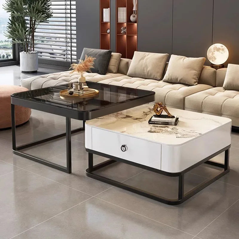 Clear Coffee Table Living Room Luxury White Glass Nordic Side Table Modern Minimalist Low Mesa Furniture for Home