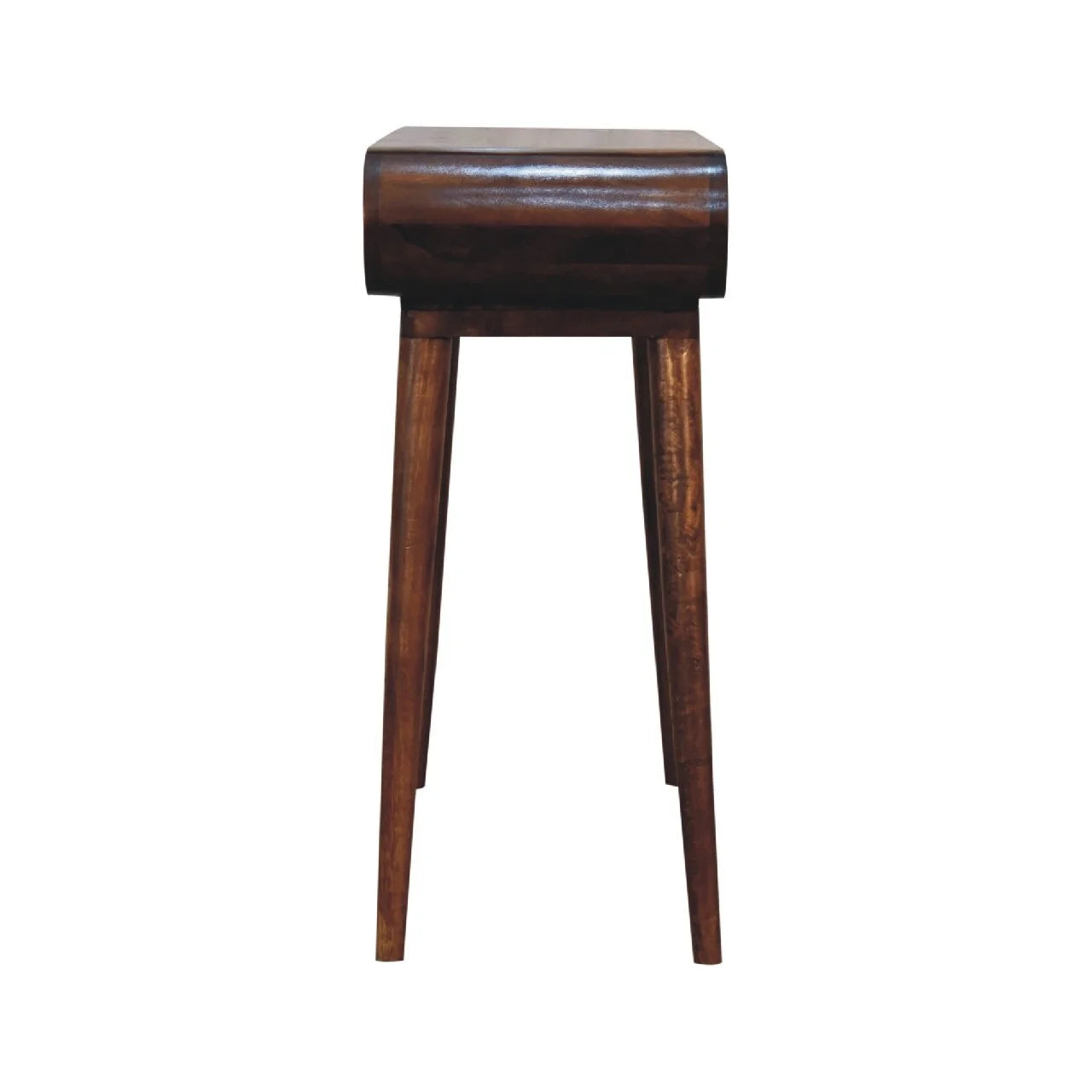 Console Table with Shelves - Minimalist Solid Wood Entryway Storage Table - Hand Carved Unique Design