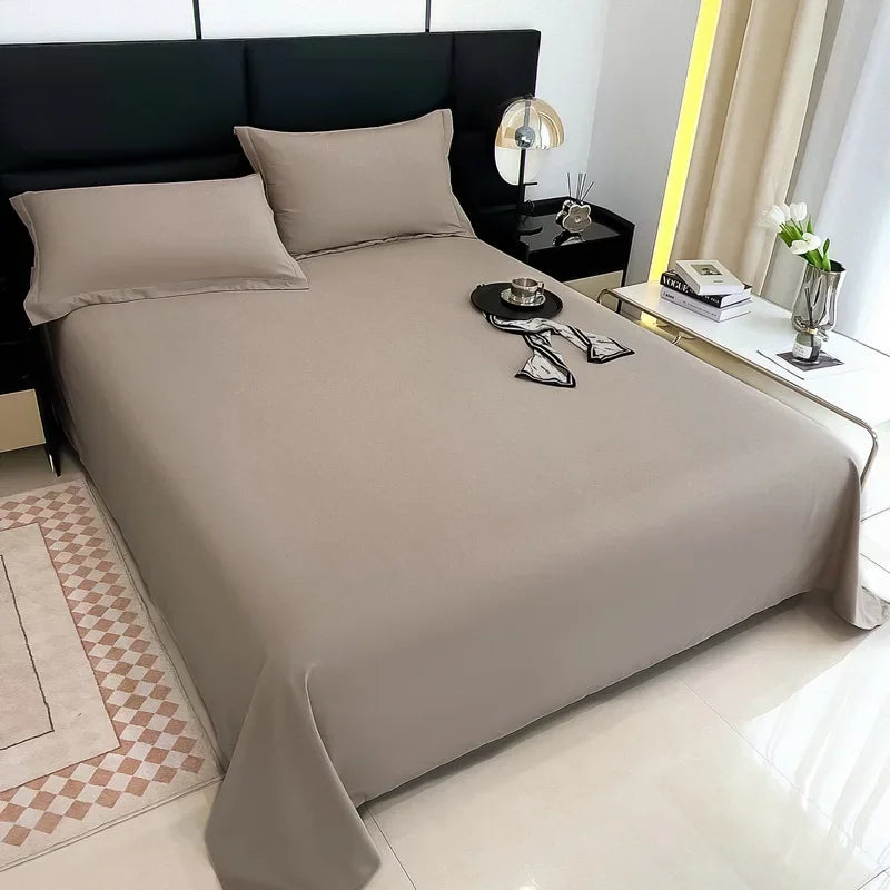 Simple Student Dormitory 2024 Ins Solid Color Bed Sheet Washed Cotton Single Product Quilt Three Piece Set Single and Double