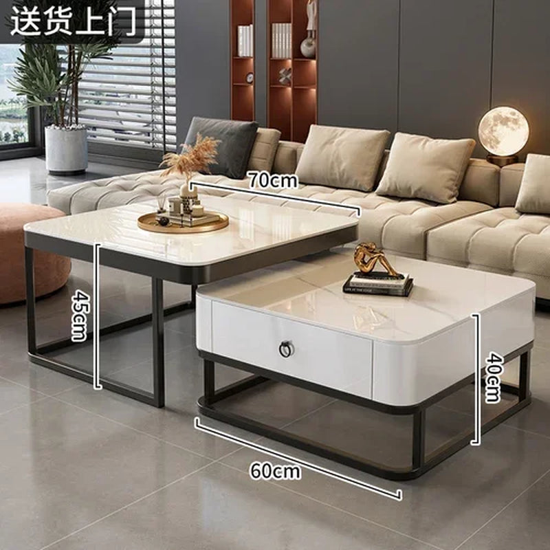 Clear Coffee Table Living Room Luxury White Glass Nordic Side Table Modern Minimalist Low Mesa Furniture for Home