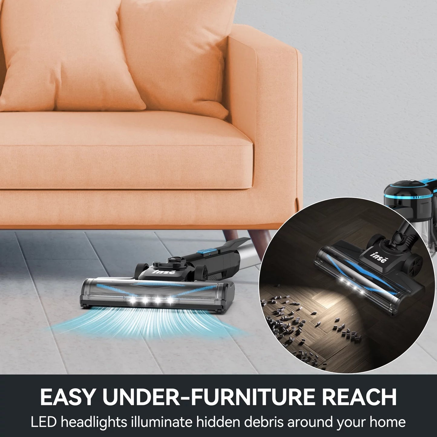 Cordless Vacuum Cleaner, 6 in 1 Powerful Suction Lightweight Stick Vacuum with 2200Mah Rechargeable Battery, up to 45Min Runtime, for Home Furniture Hard Floor Carpet Car Hair