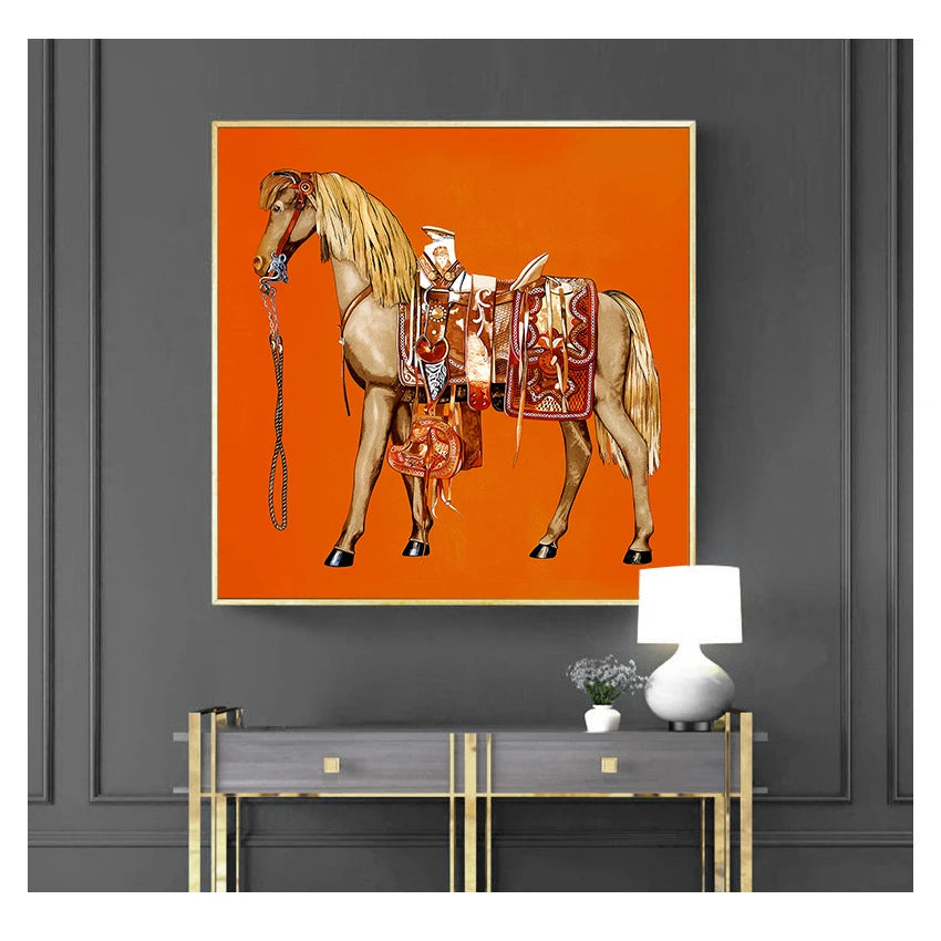 Painting Abstract Horse Canvas Poster Print Luxury Wall Pictures for Living Room Modern Home Decor Saudi Classic Animal Wall Art