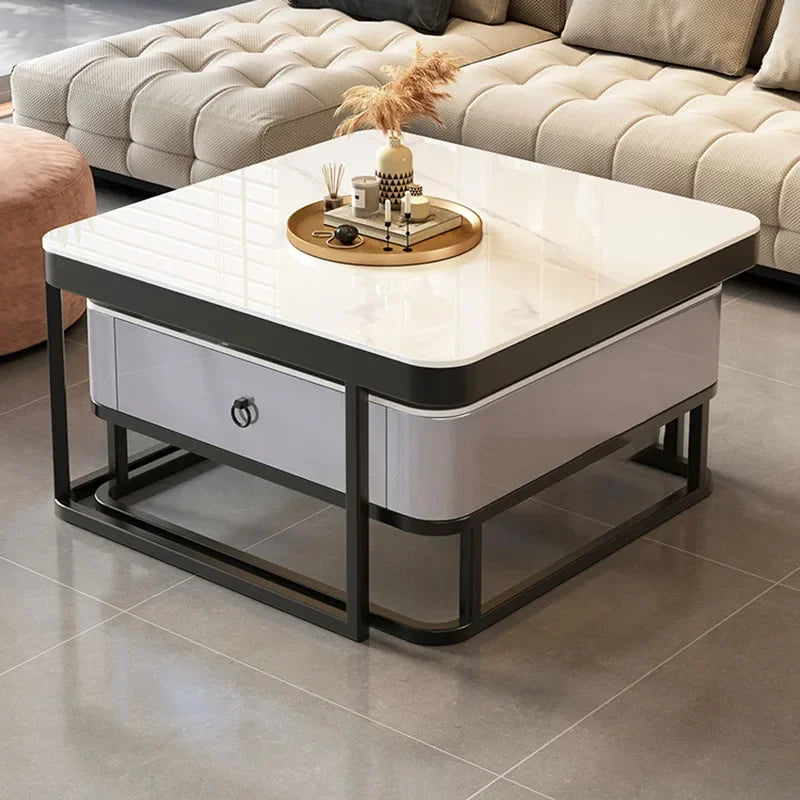Clear Coffee Table Living Room Luxury White Glass Nordic Side Table Modern Minimalist Low Mesa Furniture for Home