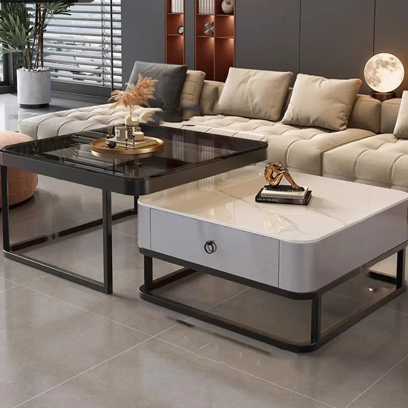 Clear Coffee Table Living Room Luxury White Glass Nordic Side Table Modern Minimalist Low Mesa Furniture for Home