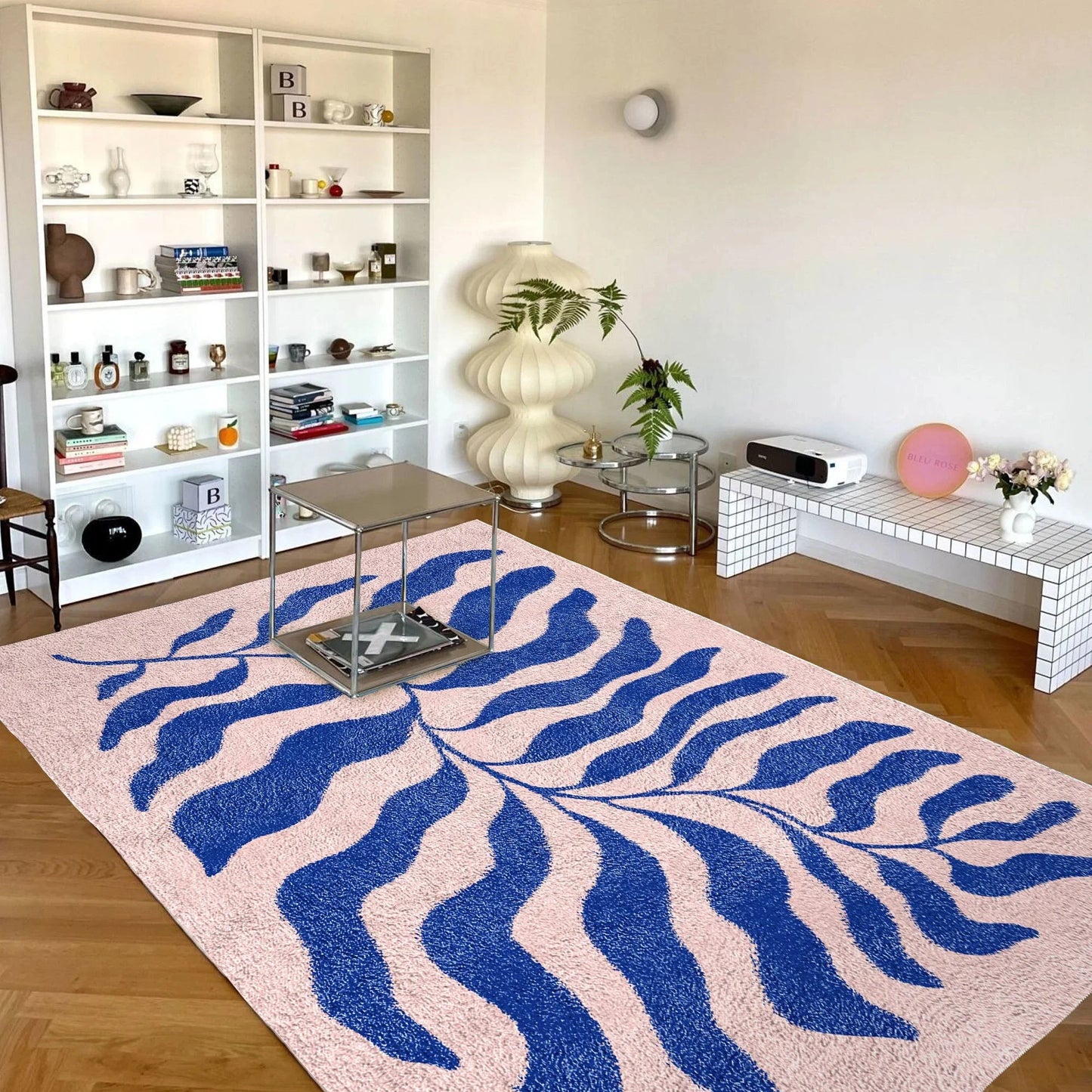 Blue Pink Matisse Leaf Carpet/Accent Rug