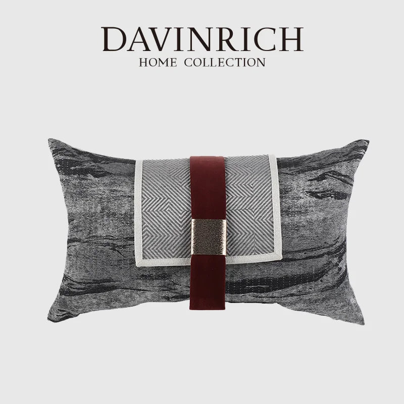Luxury Accents Tweed Lumbar Buckle Decorative Throw Pillow Case Modern Upholstery Trends Cushion Cover for Hotel Villa