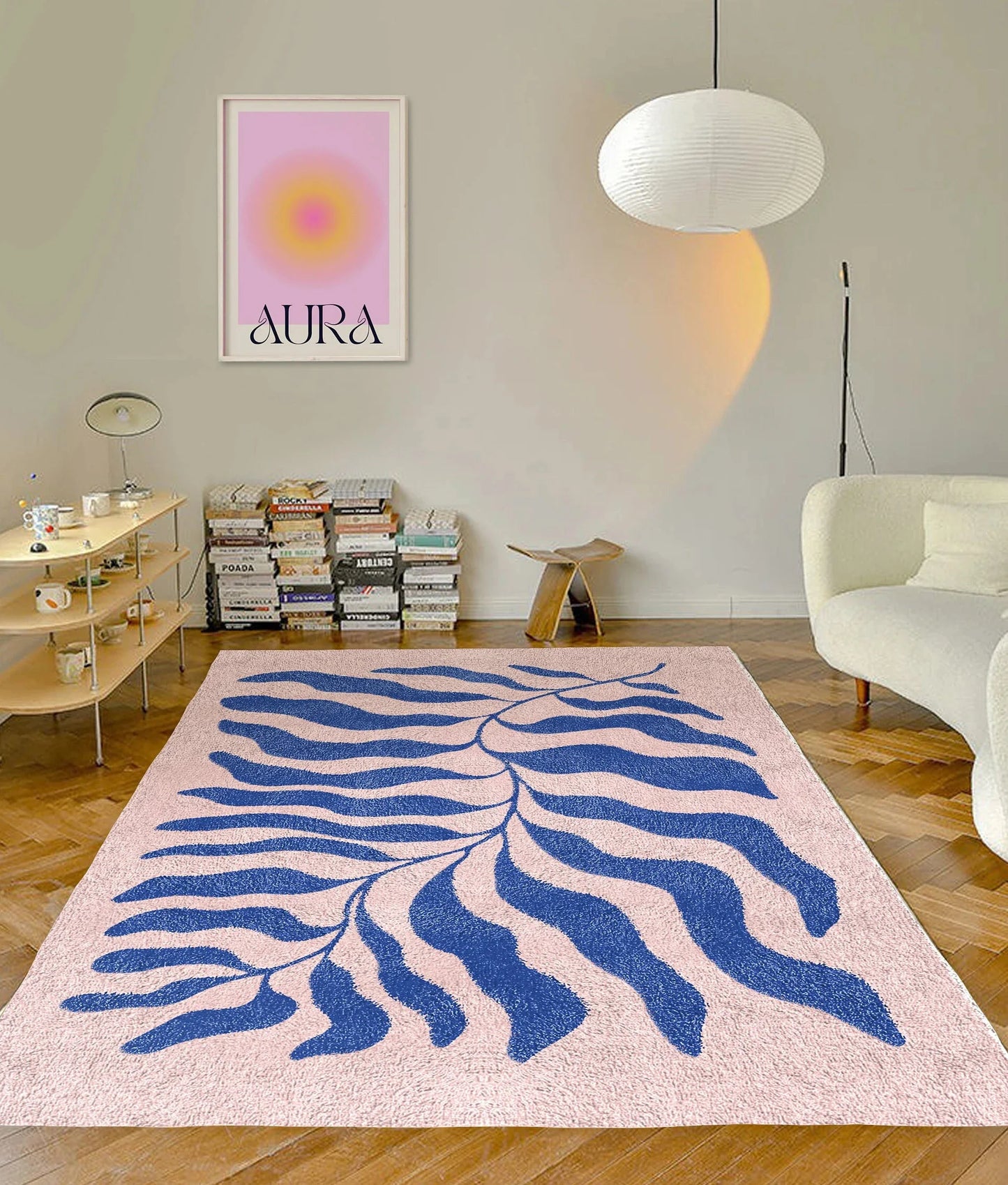 Blue Pink Matisse Leaf Carpet/Accent Rug