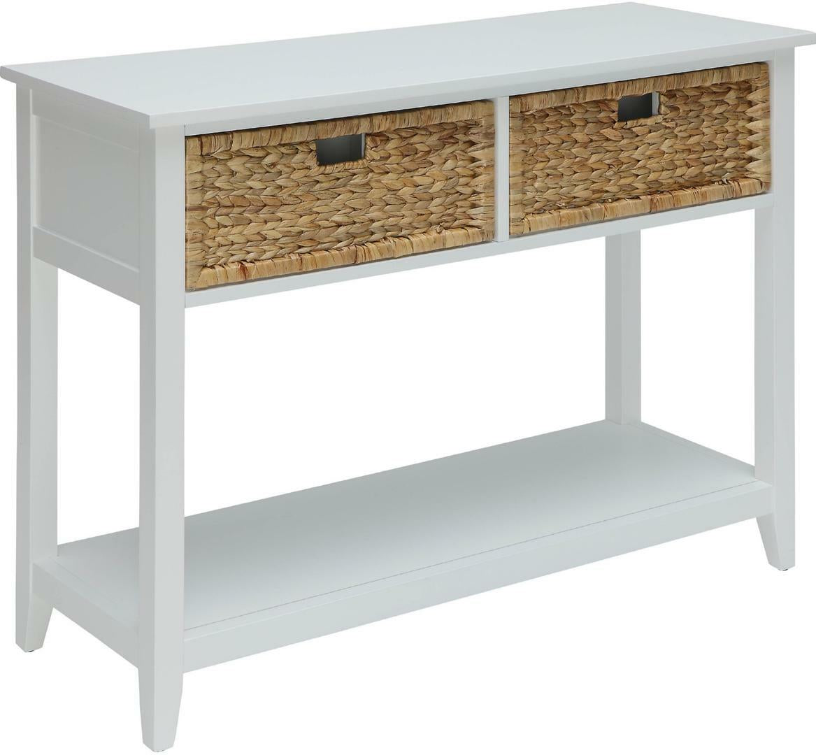 Solid Wood Leg & Veneer Console Table - White