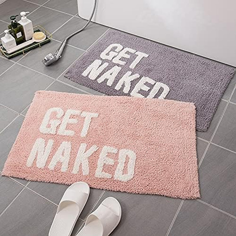 Cute Pink Bathroom Rugs Decor Funny Get Naked Bath Mat Machine Washable Bath Mats for Shower Bedroom Floor, Non-Slip Soft Absorbent Bathroom Accessories Rugs,20X32 (Pink)