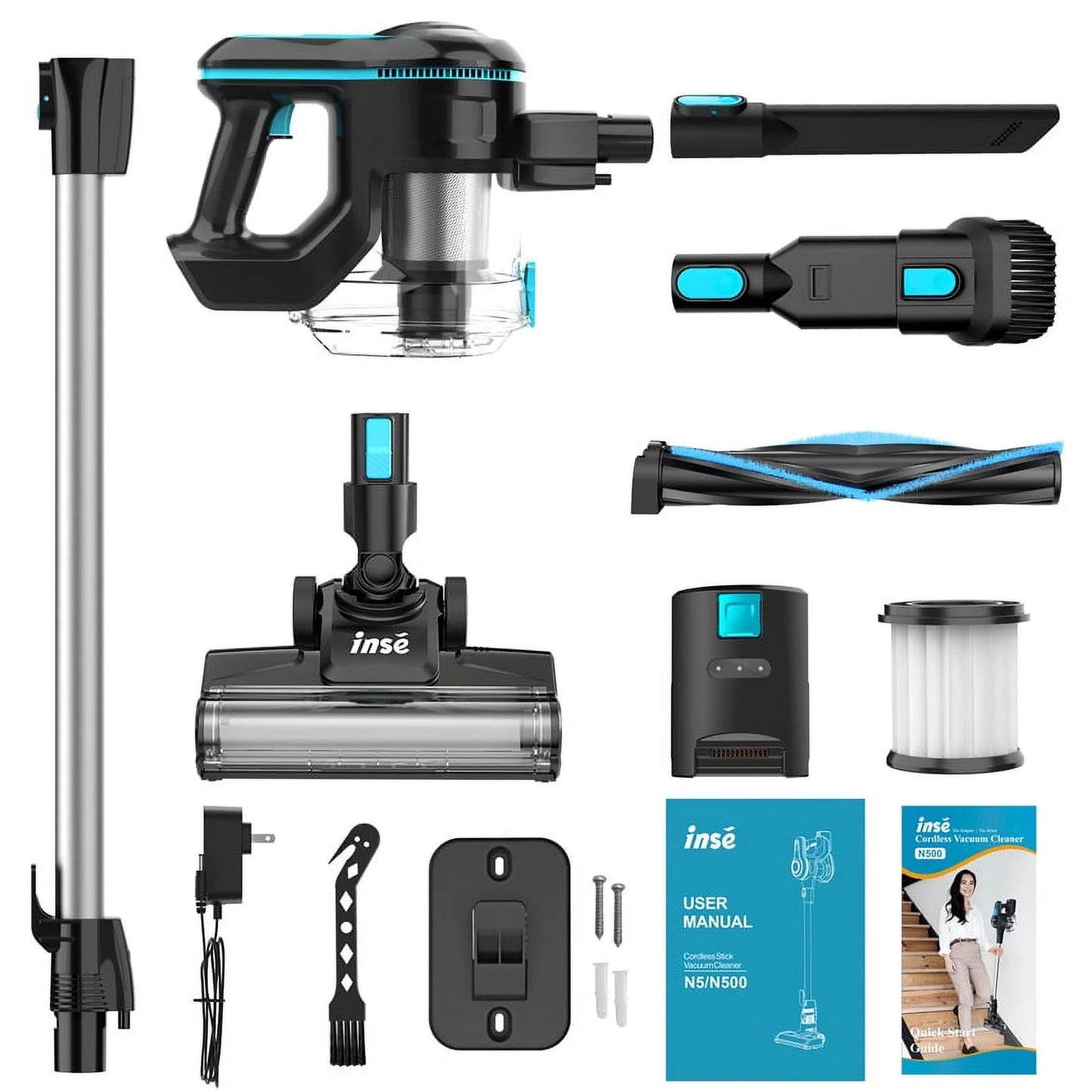 Cordless Vacuum Cleaner, 6 in 1 Powerful Suction Lightweight Stick Vacuum with 2200Mah Rechargeable Battery, up to 45Min Runtime, for Home Furniture Hard Floor Carpet Car Hair