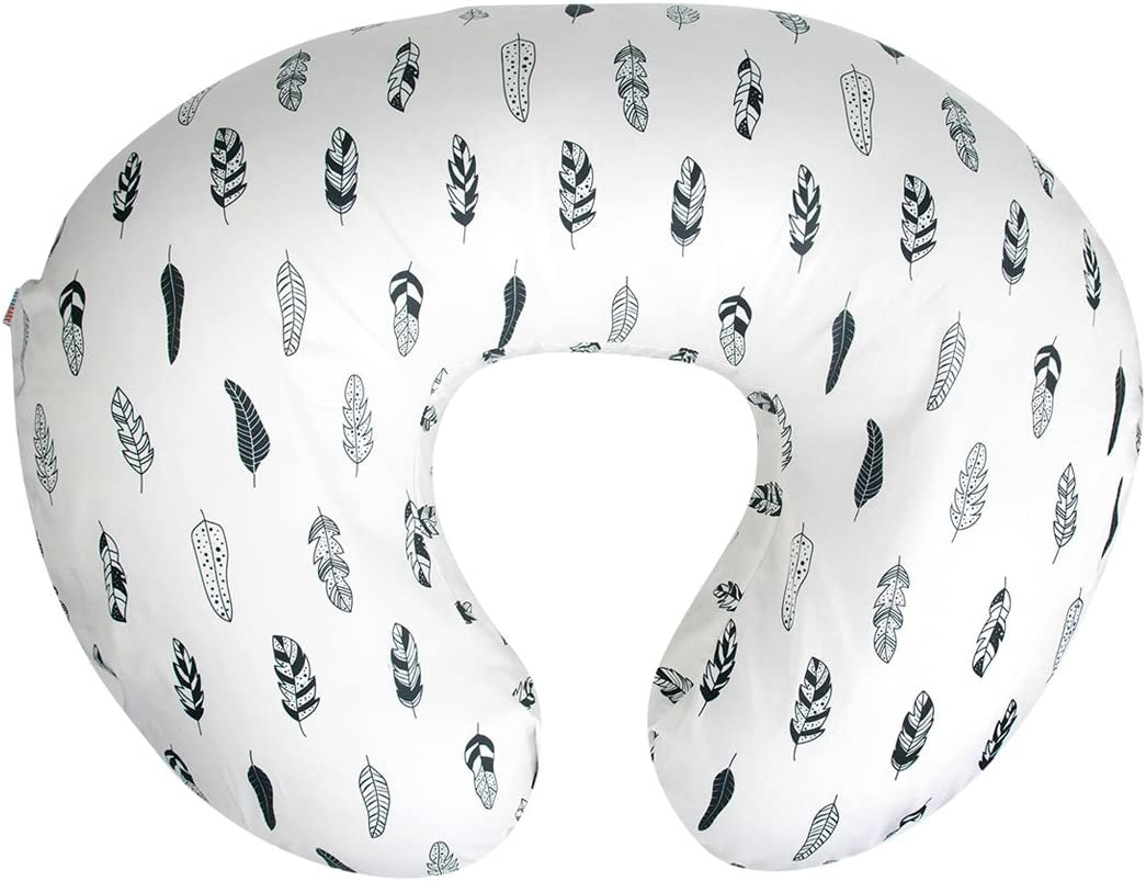 Nursing Pillow Cover Slipcover,100% Organic Cotton ,Soft and Comfortable,Feathers Design,Maternity Breastfeeding Newborn Infant Feeding Cushion Cover, ZT01