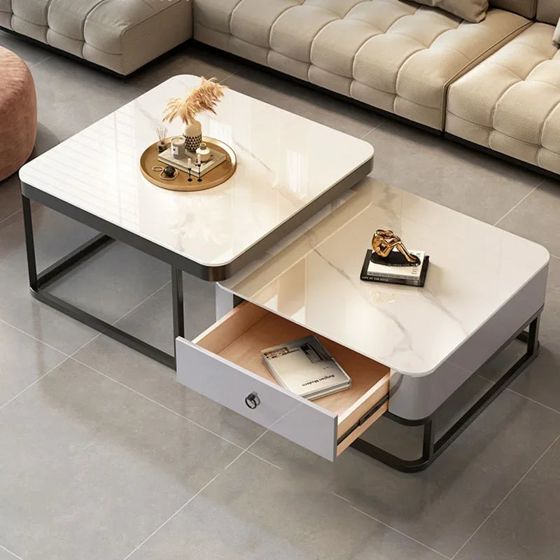 Clear Coffee Table Living Room Luxury White Glass Nordic Side Table Modern Minimalist Low Mesa Furniture for Home
