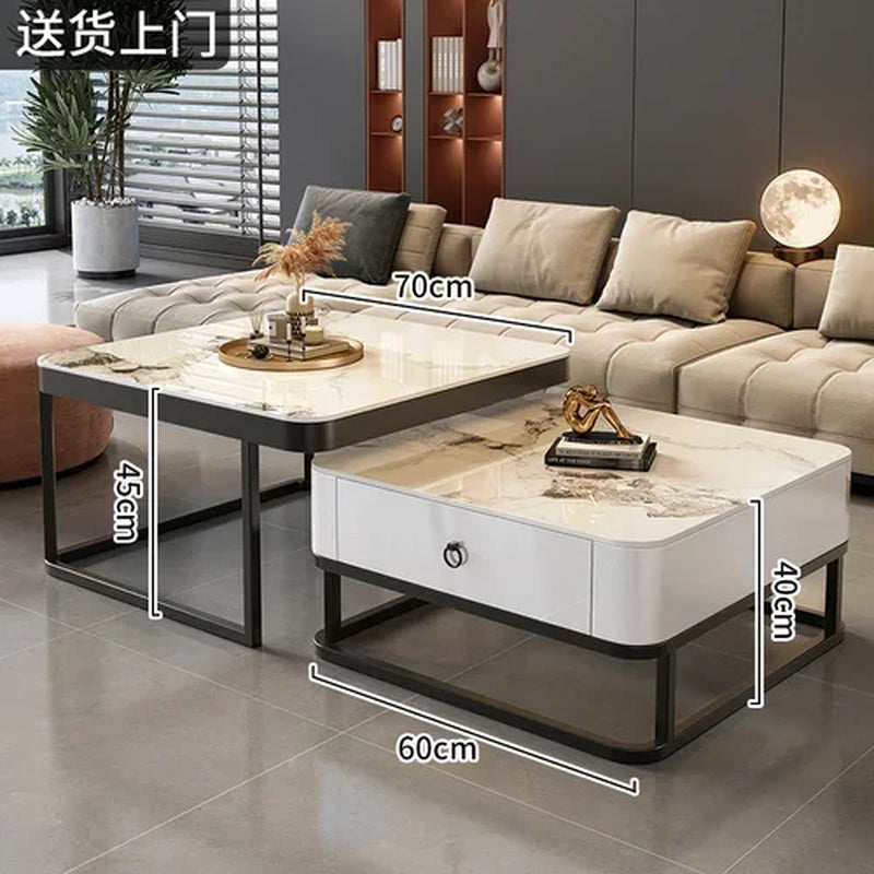 Clear Coffee Table Living Room Luxury White Glass Nordic Side Table Modern Minimalist Low Mesa Furniture for Home