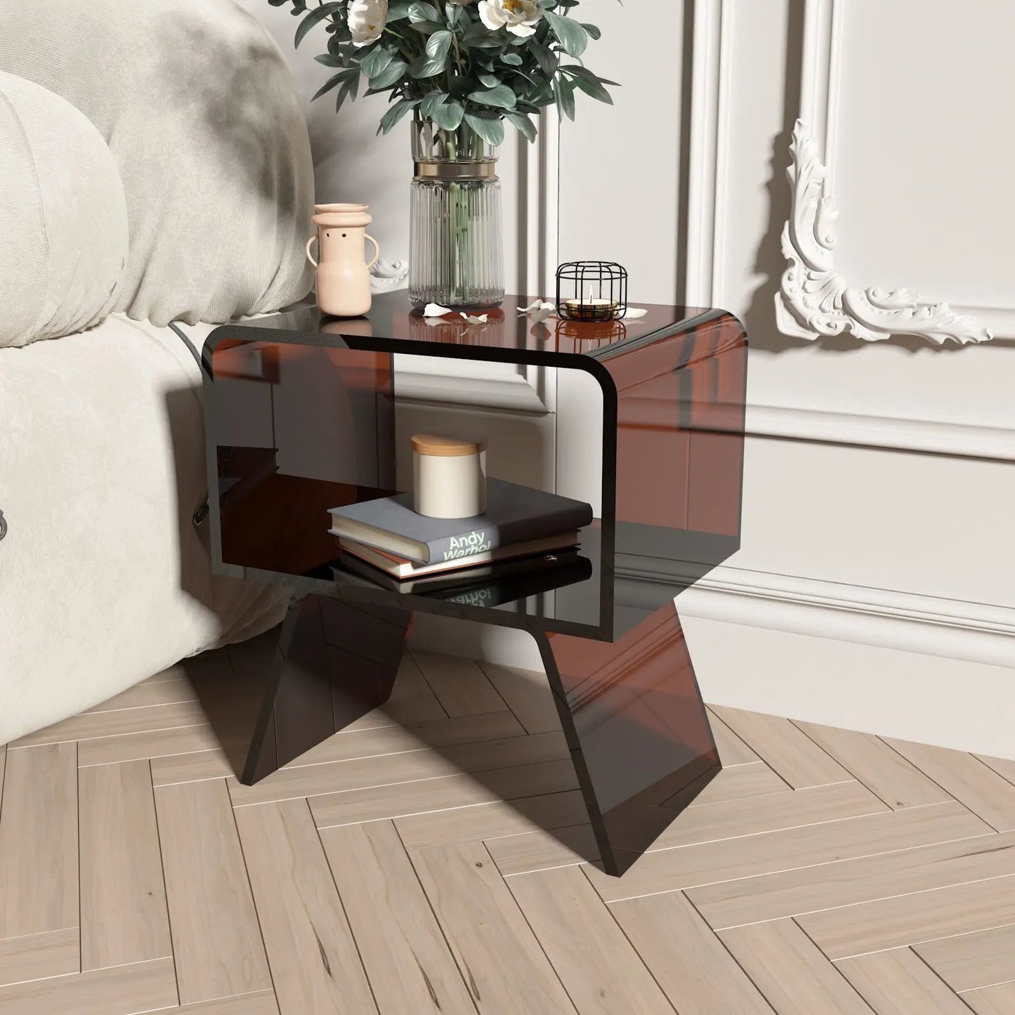 Light Luxury Acrylic Bedside Table Living Room Sofa Side Table Storage Living Room Small Apartment Floating Mini Coffee Table