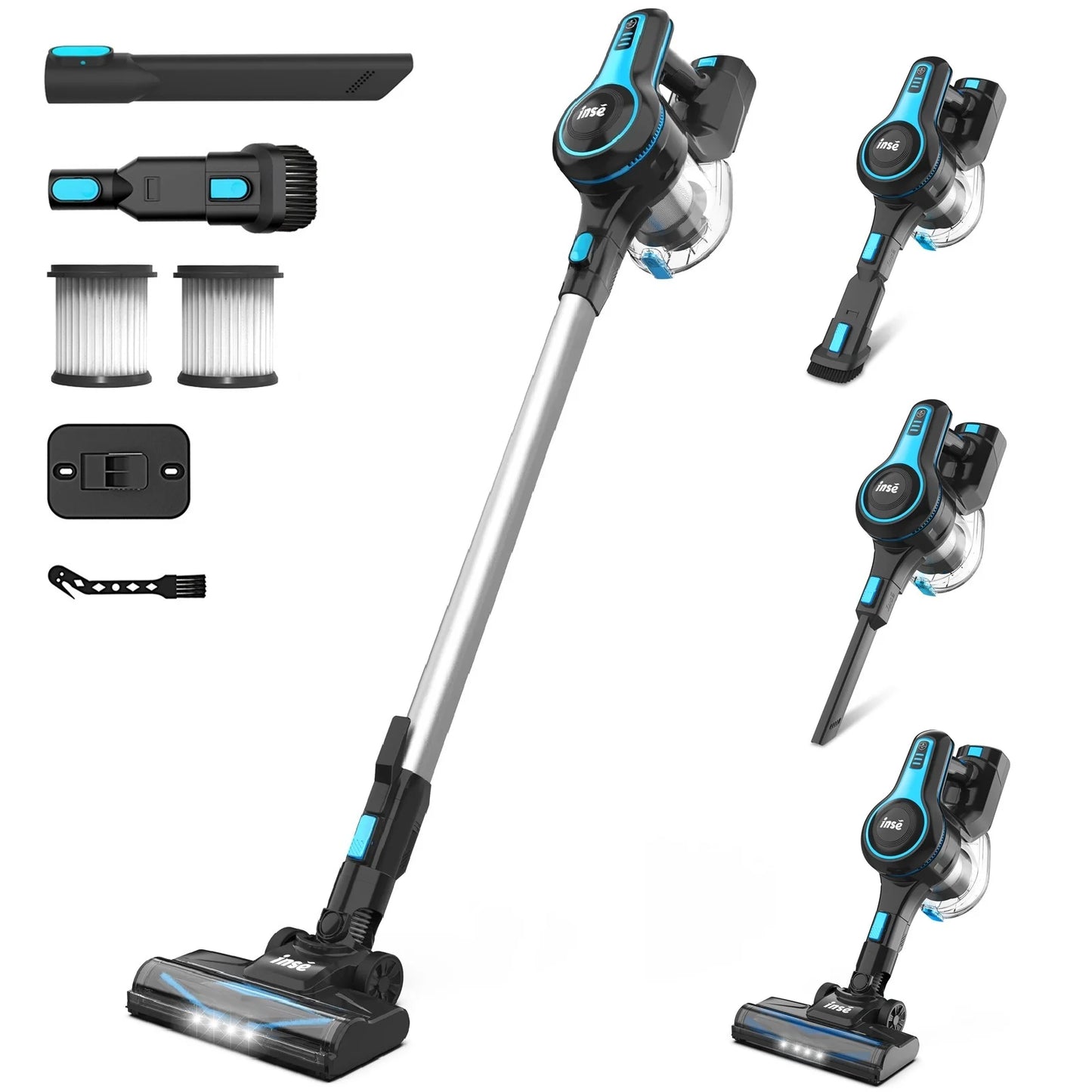Cordless Vacuum Cleaner, 6 in 1 Powerful Suction Lightweight Stick Vacuum with 2200Mah Rechargeable Battery, up to 45Min Runtime, for Home Furniture Hard Floor Carpet Car Hair